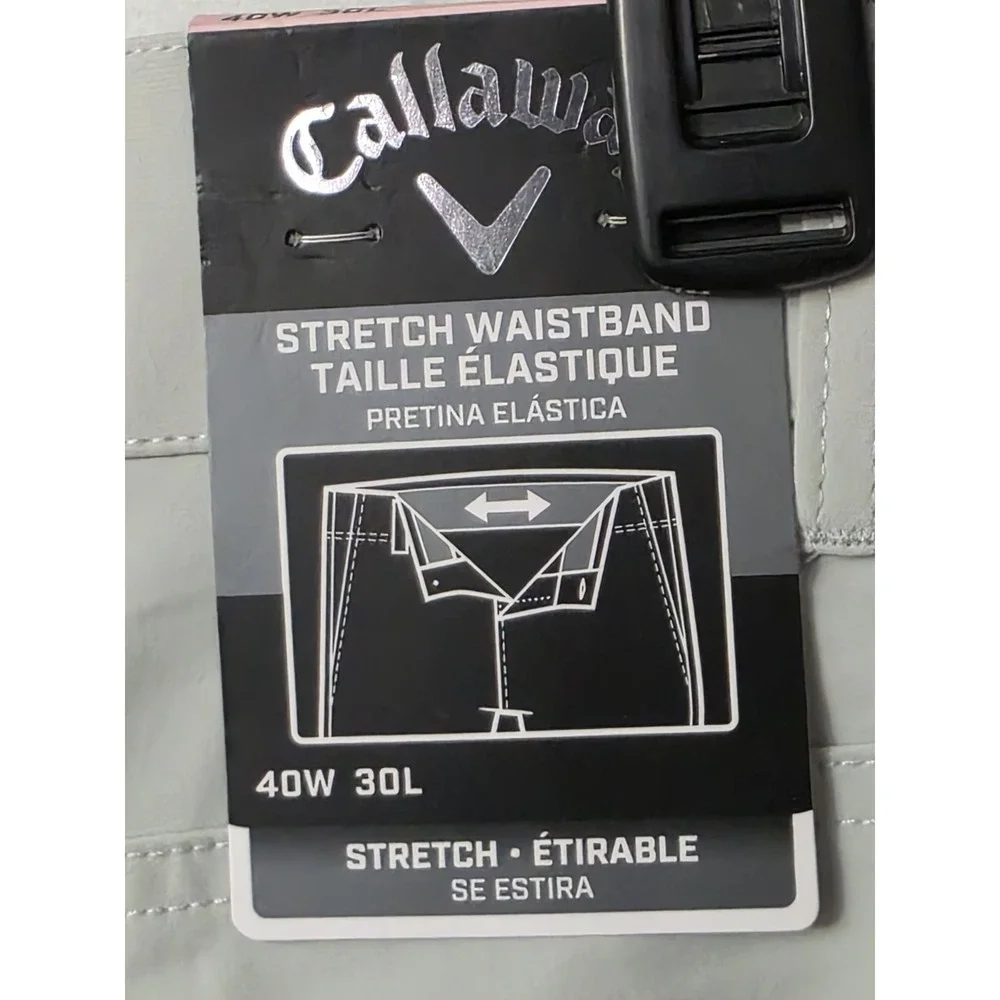 Callaway Men's SlimFit 5 Pocket Pants in a light gray color with stretch Sz40x30